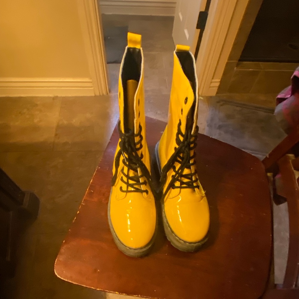 Cute yellow combat boots